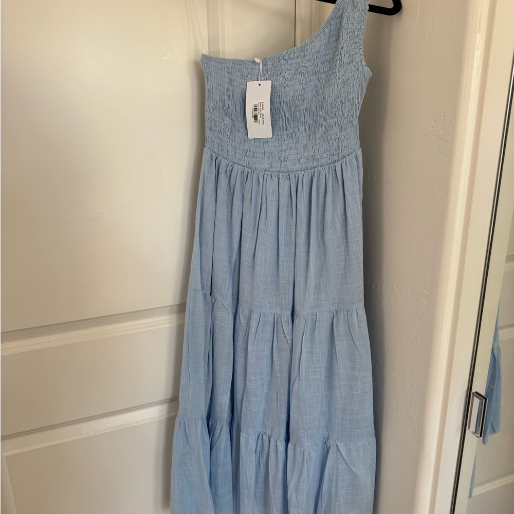 Billy J Light Blue One-Shoulder Maxi Dress